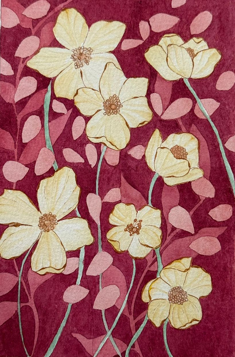 Flores de Color fondo rojo 1