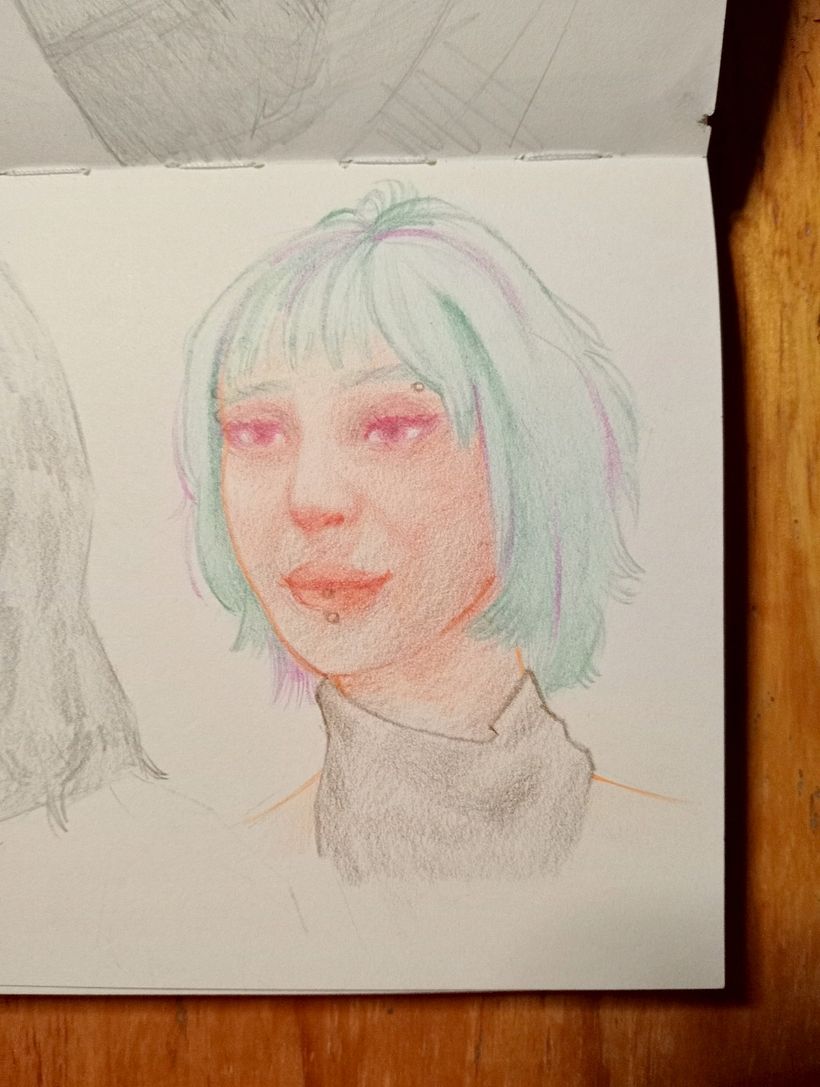 Retrato con lápices de colores. 1