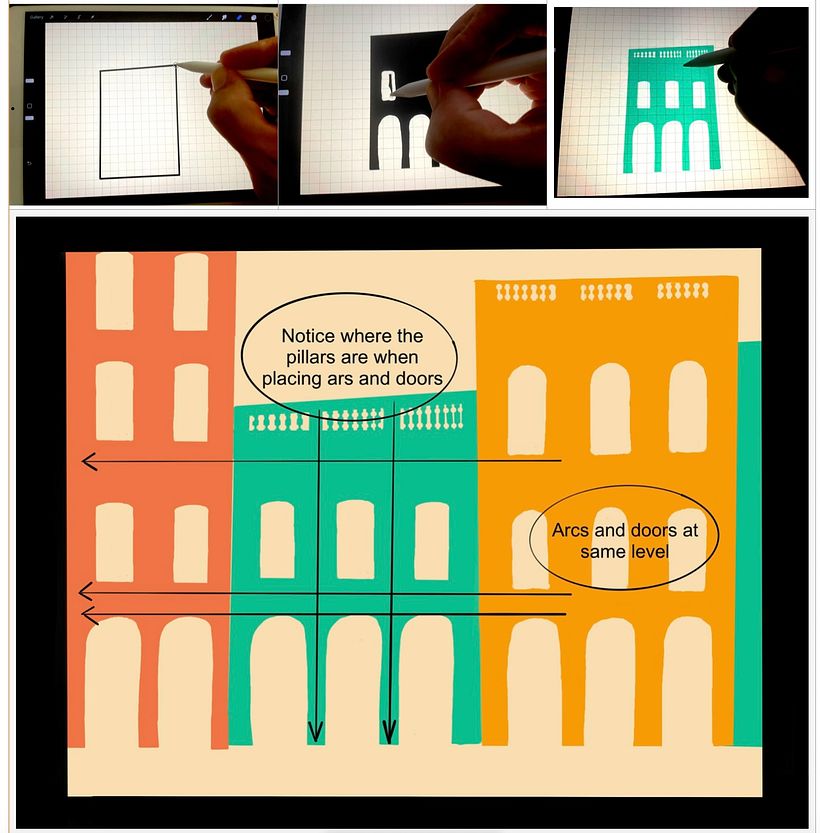 Drawing Colonial Buildings: step-by-step tutorial 1
