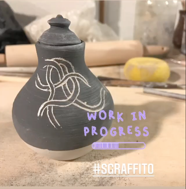 Sketching to scratching - sgraffito jars 1