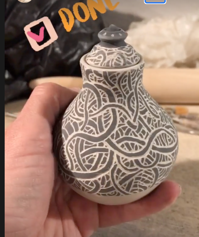 Sketching to scratching - sgraffito jars 3