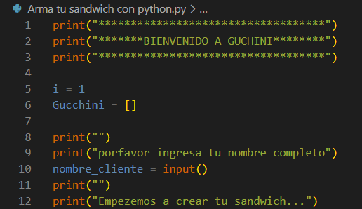 Arma tu sanwich con python 1