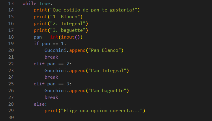 Arma tu sanwich con python 2