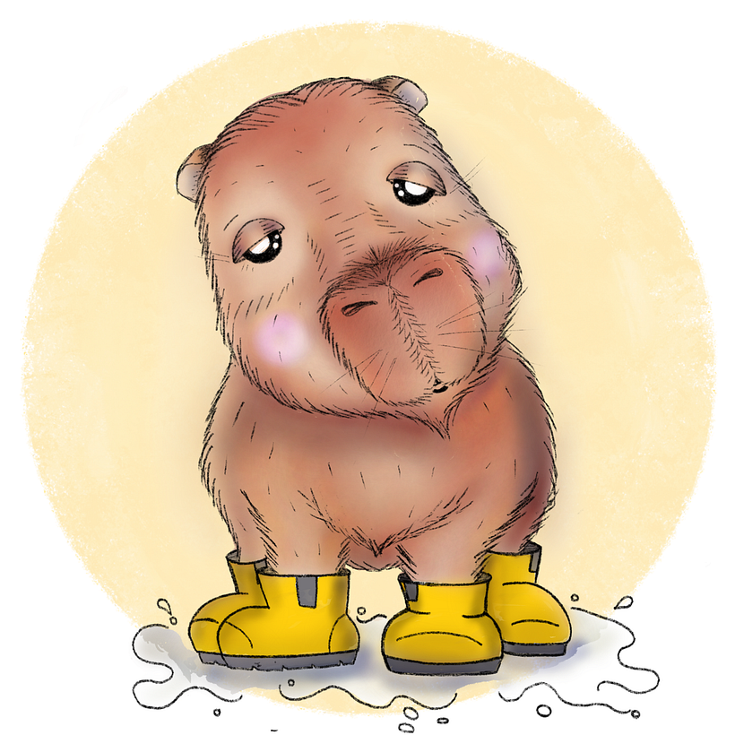 Design de Personagem - Capivara com botas amarelas 1