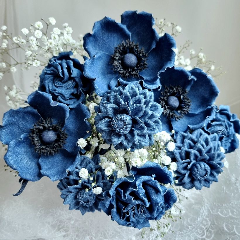 DENIM Wedding Flower Bouquet 1