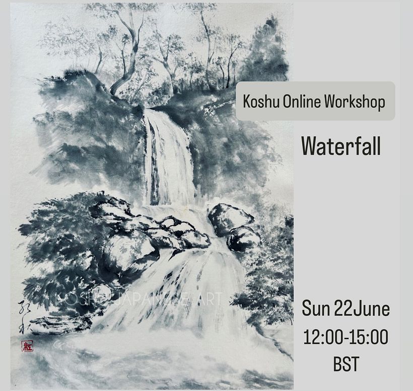Online Sumi-e workshop "Waterfall"  1