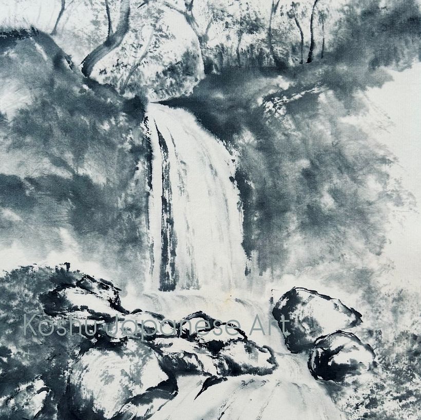 Online Sumi-e workshop "Waterfall"  1