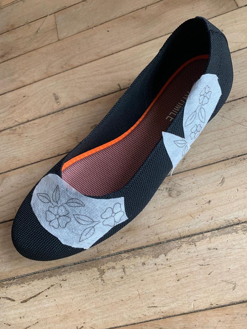 ballerina embroidered with flowers and rain drops 1