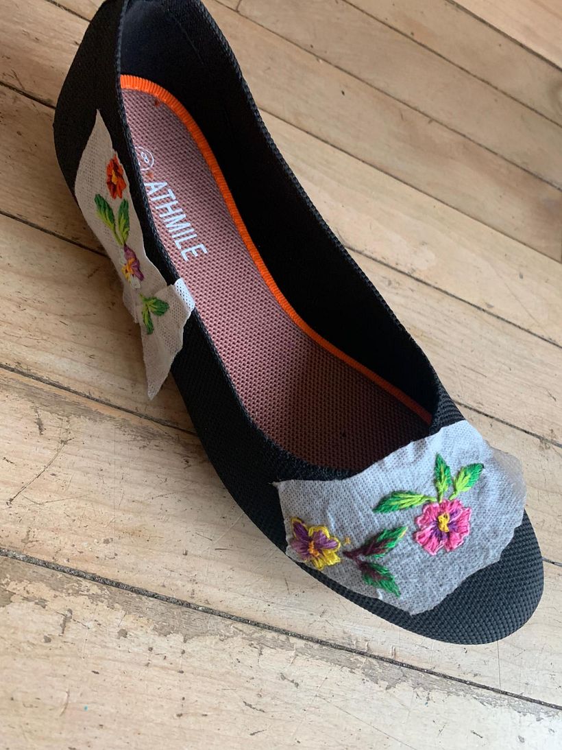 ballerina embroidered with flowers and rain drops 1