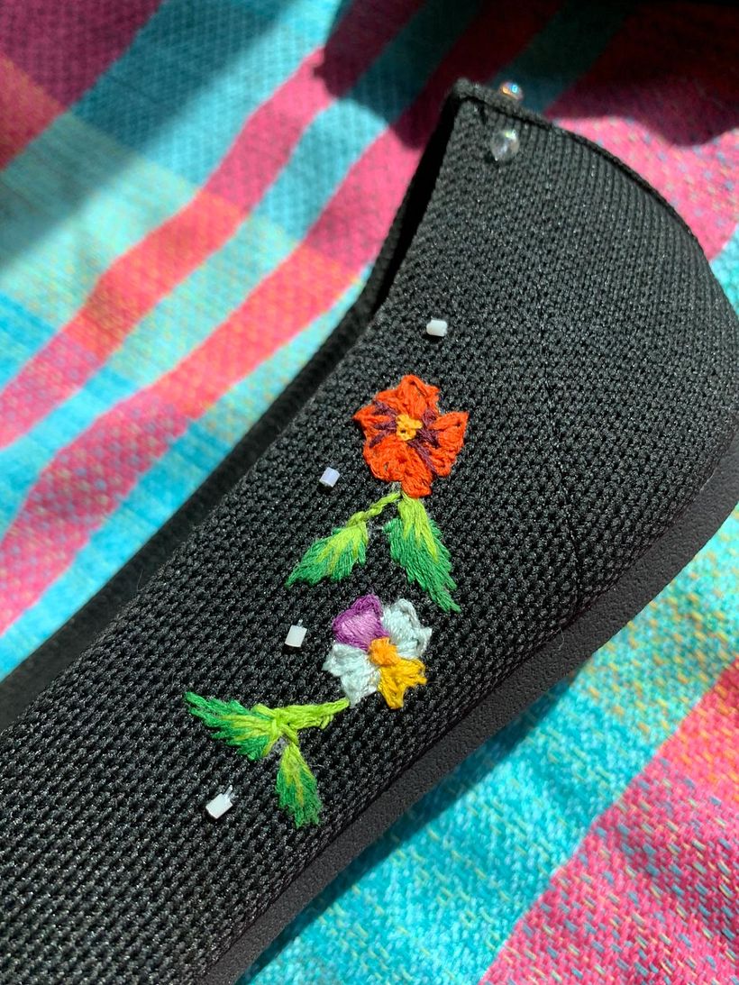 ballerina embroidered with flowers and rain drops 2