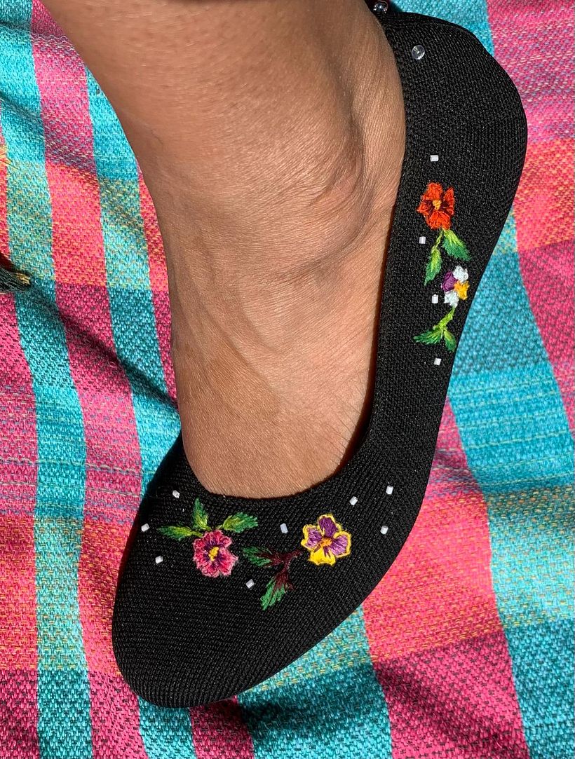 ballerina embroidered with flowers and rain drops 3