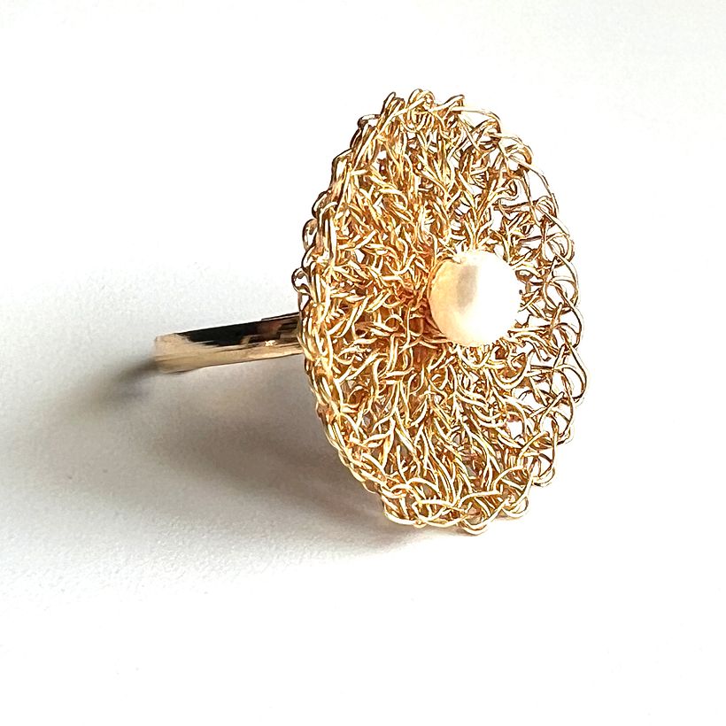 Adjustabel Flower Pearl Ring 2