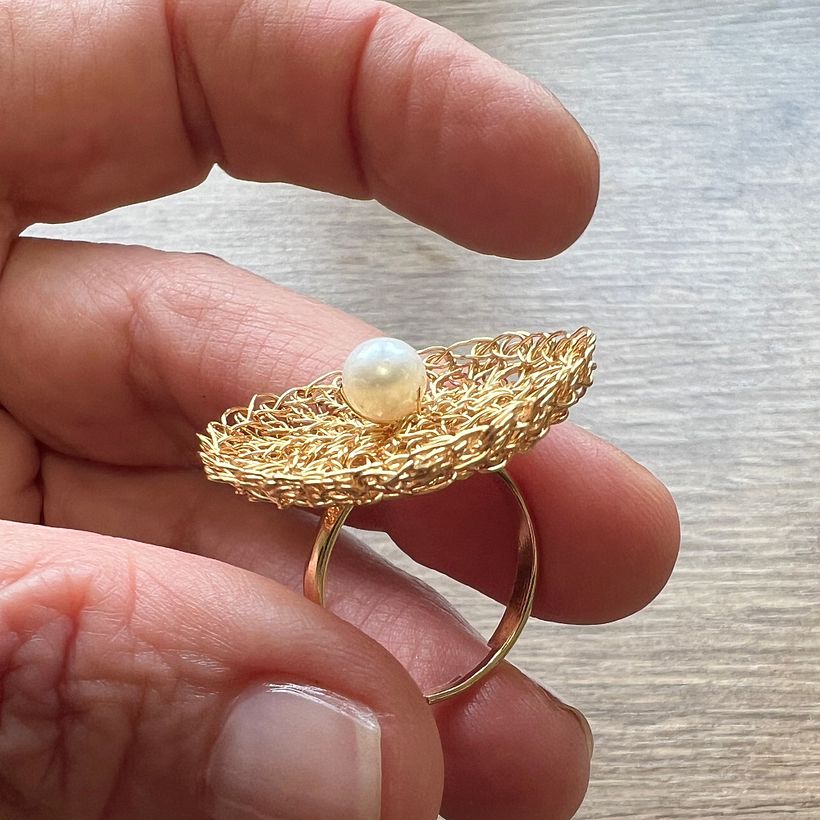 Adjustabel Flower Pearl Ring 3