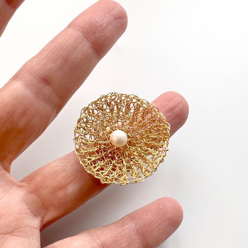Adjustabel Flower Pearl Ring 1