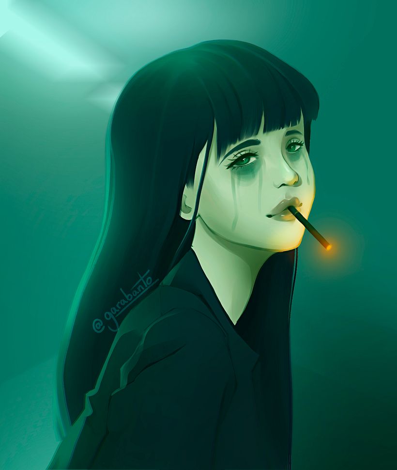 Ritratto di ragazza che fuma 1