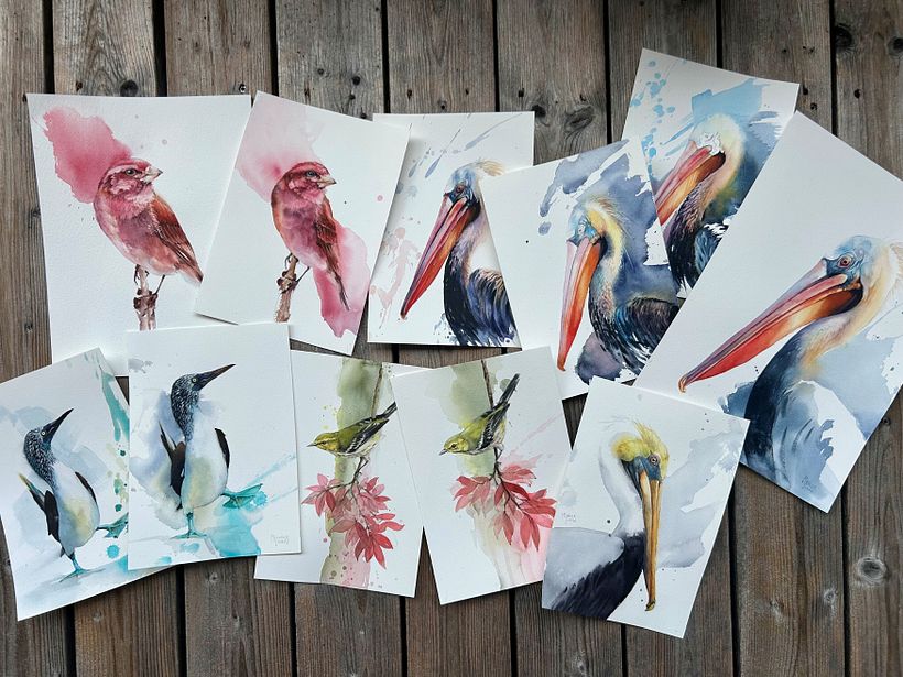 Final Project for the course Artistic Watercolor Techniques for Illustrating Birds by Sarah Stokes 1