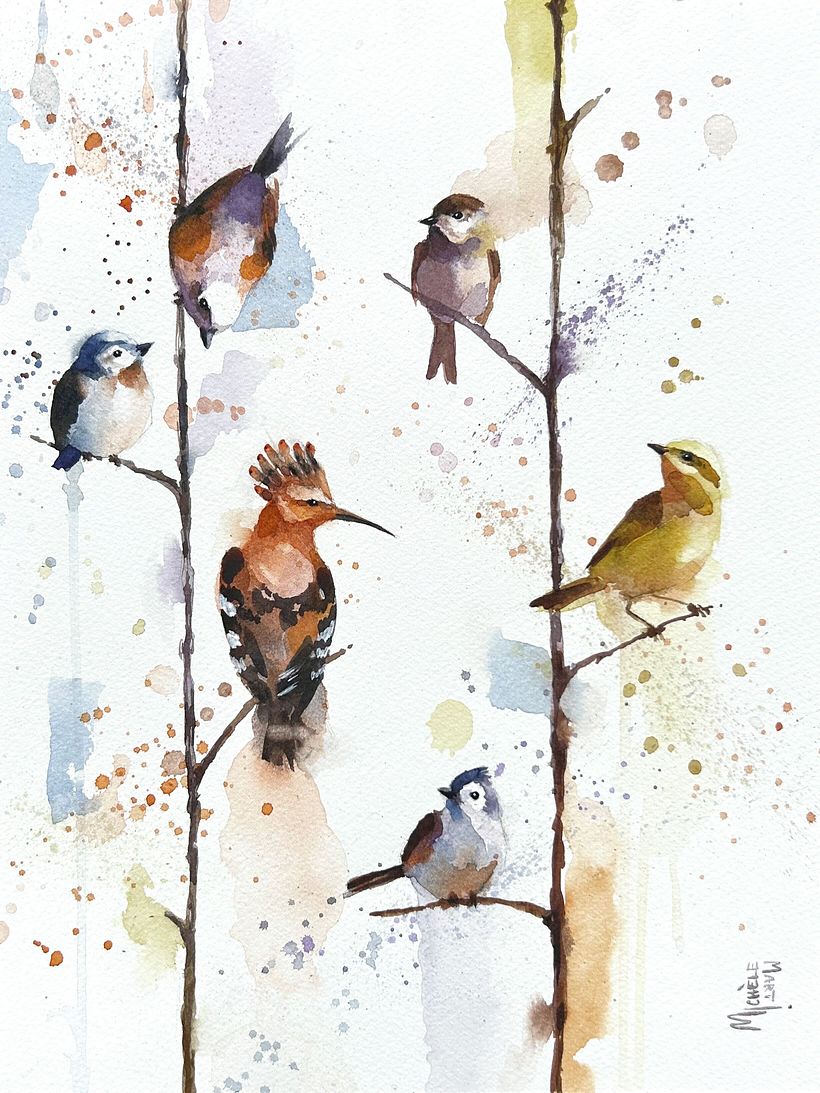 Final Project for the course Artistic Watercolor Techniques for Illustrating Birds by Sarah Stokes 1