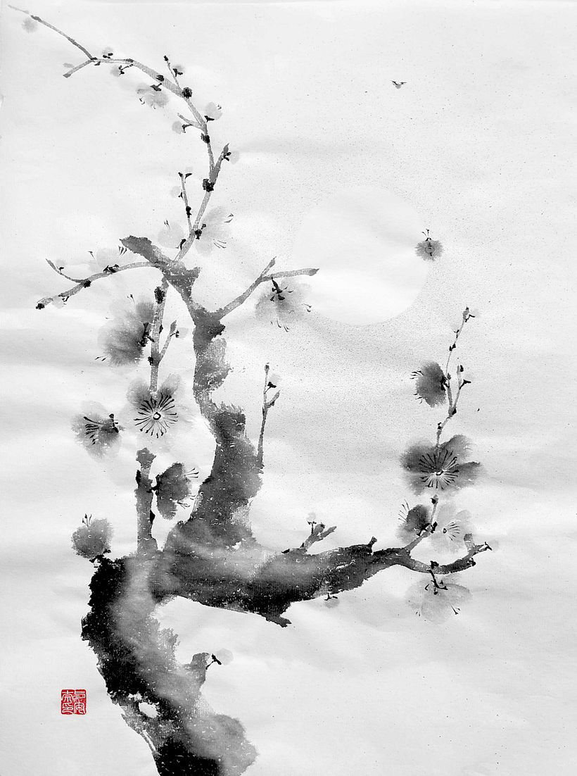Sumi-e Shikunshi Painting 1