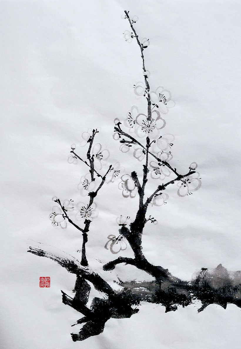 Sumi-e Shikunshi Painting 1