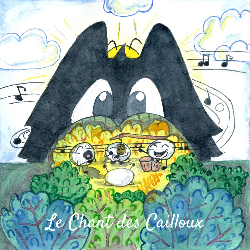 Het lied van de kiezels - Aquarelillustratie van de verbeelding van een kind 1