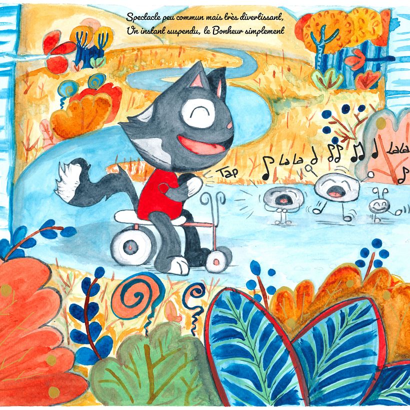 Het lied van de kiezels - Aquarelillustratie van de verbeelding van een kind 1