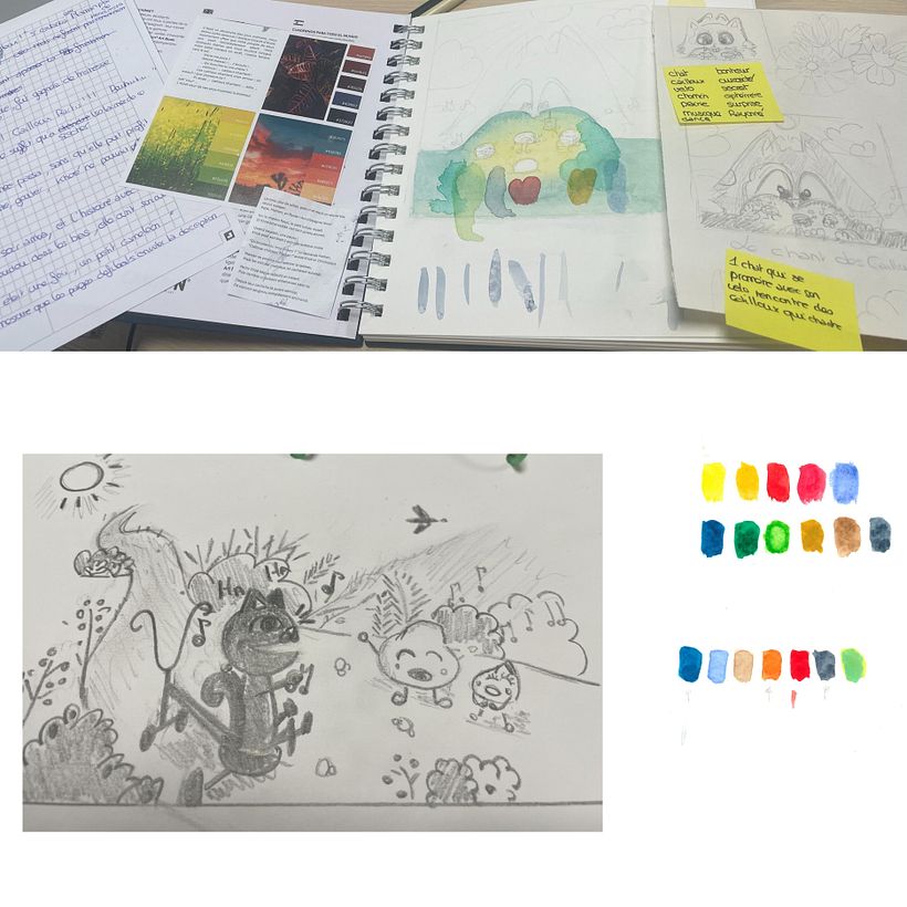 Het lied van de kiezels - Aquarelillustratie van de verbeelding van een kind 1