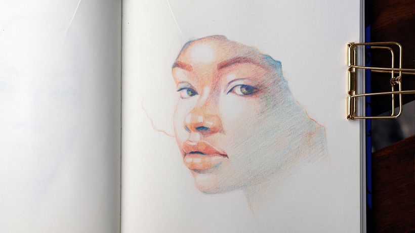 Soft Gaze Colored Pencil Portrait 2