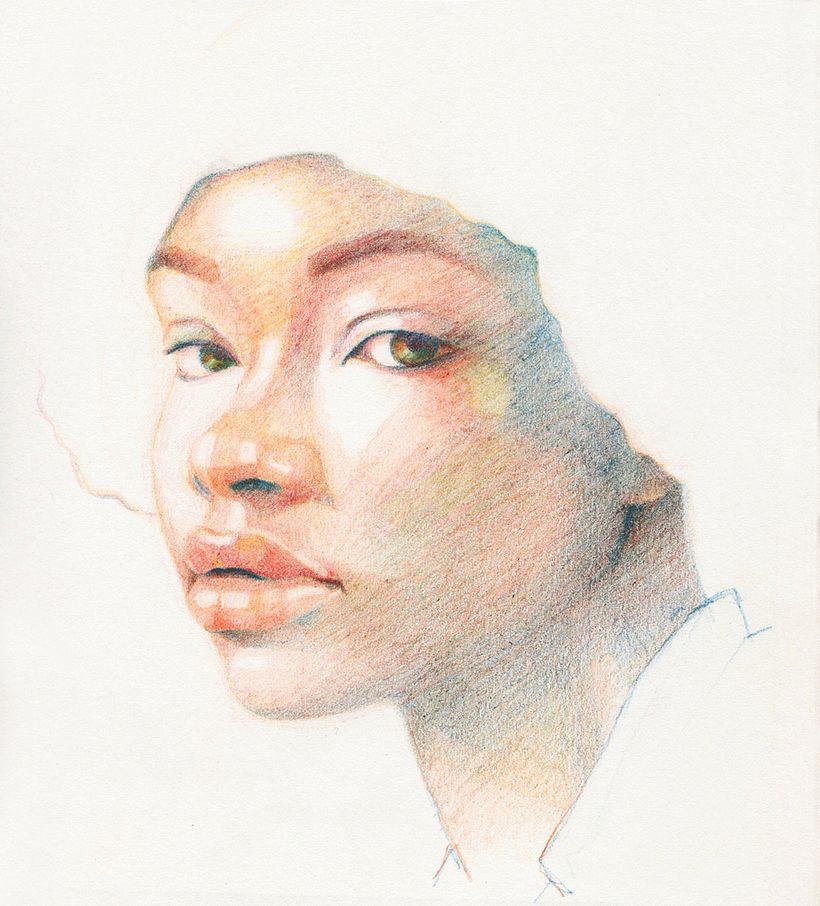 Soft Gaze Colored Pencil Portrait 3
