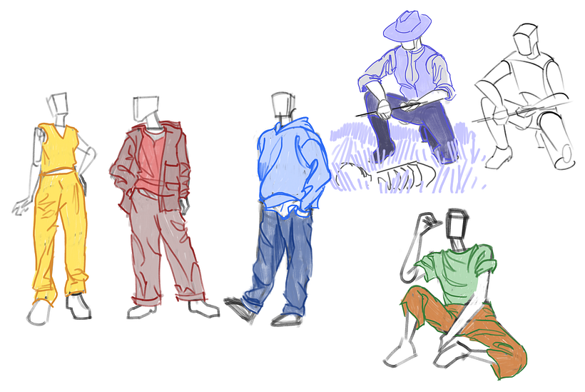 Drawing people in space from imagination 1