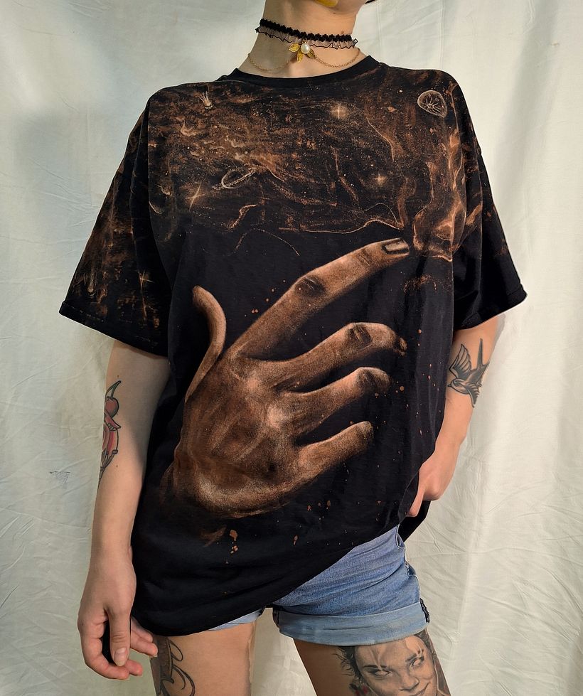 Galaxy between your fingers - Bleach Painted T-shirt 1