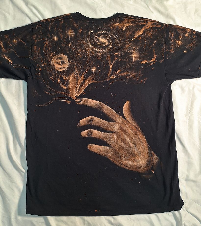 Galaxy between your fingers - Bleach Painted T-shirt 1