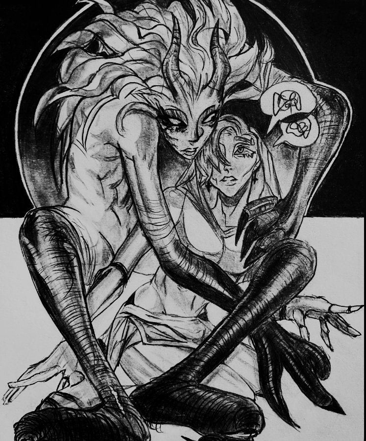 2 character blackwork design 1