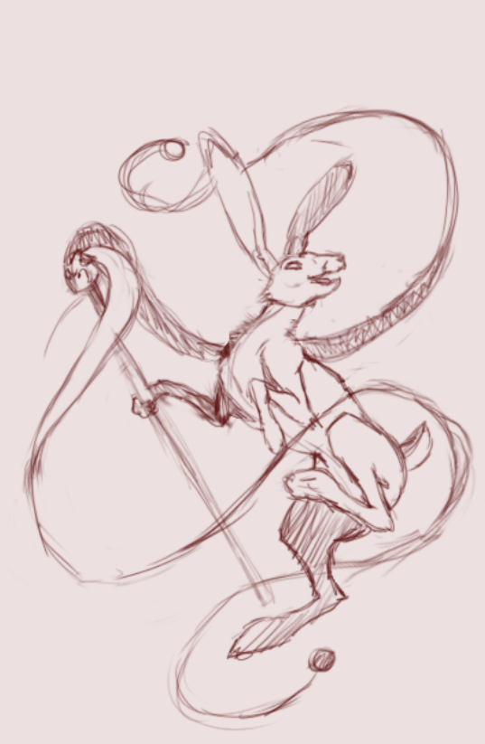 Jester bunny blackwork design 1