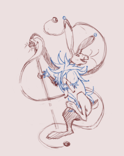 Jester bunny blackwork design 2