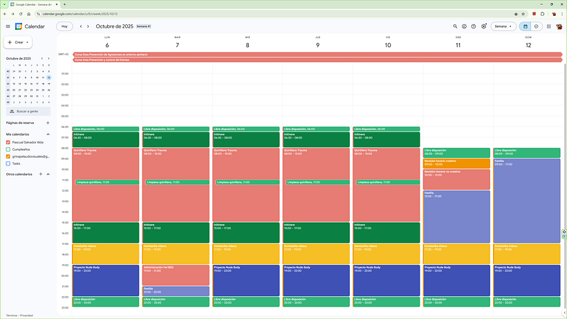 Schedule para trabajo remunerado y ceativo 1