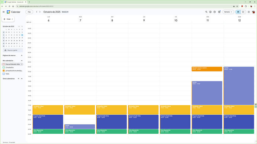 Schedule para trabajo remunerado y ceativo 1