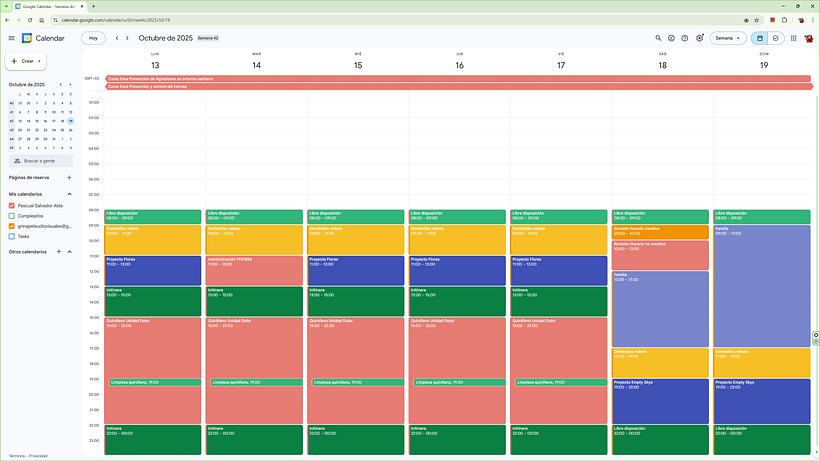 Schedule para trabajo remunerado y ceativo 1