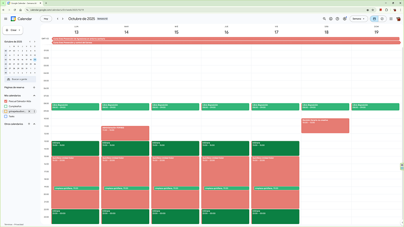 Schedule para trabajo remunerado y ceativo 1