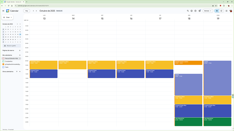 Schedule para trabajo remunerado y ceativo 1