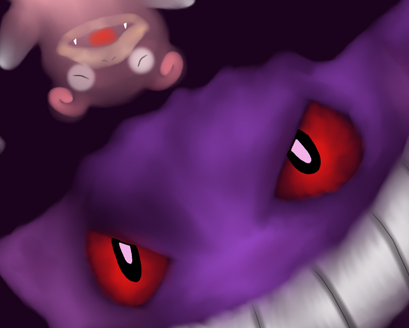 Ilustración Digital Pokémon "Slowpoke y Gengar" 1