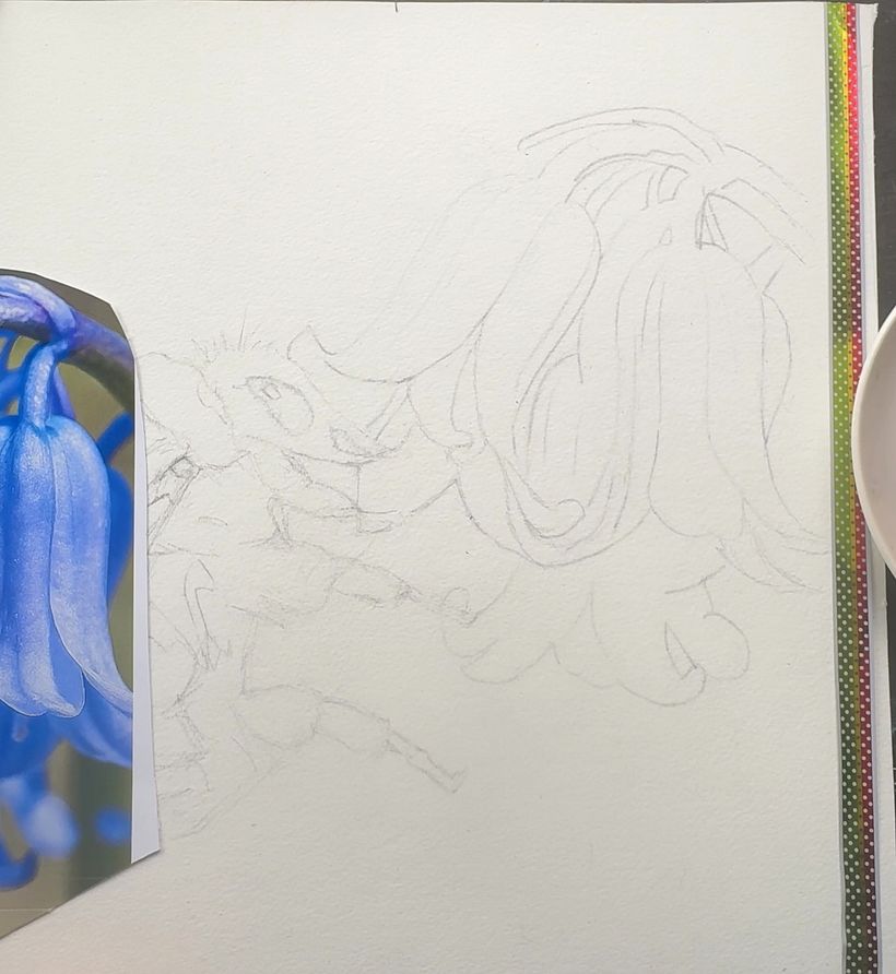 Watercolour bee with a bluebell  1