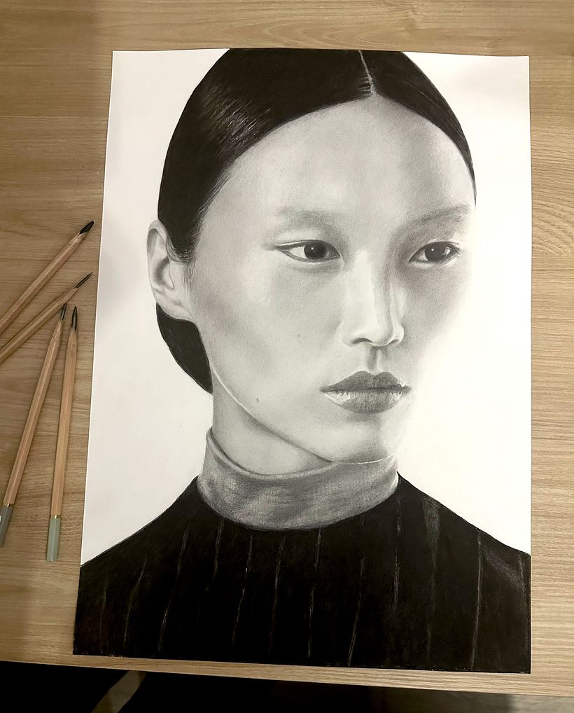 Portrait réaliste au crayon graphite 1