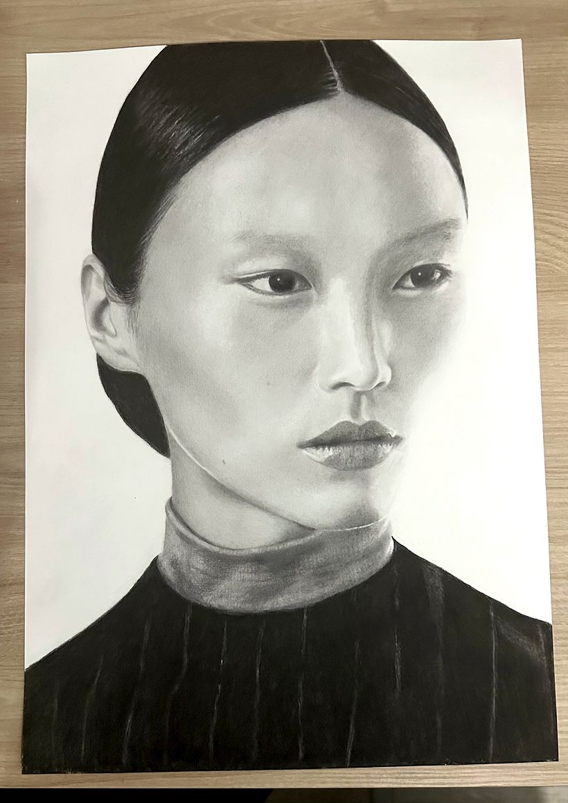 Portrait réaliste au crayon graphite 2