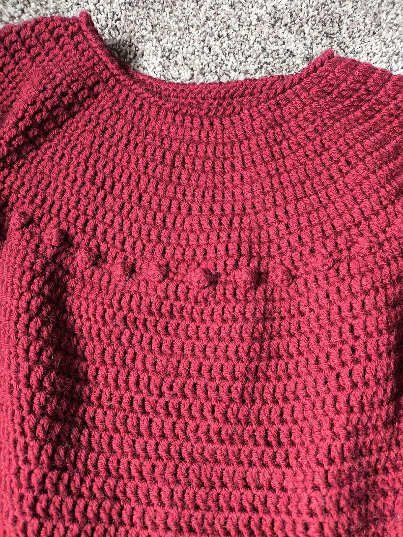 My first crocheted top-down sweater 2