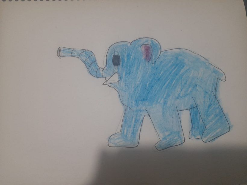 Elefante con cera, colores y plumón  1
