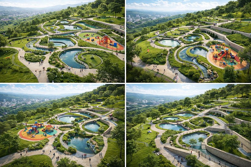 حديقة على أرض مائل. 2