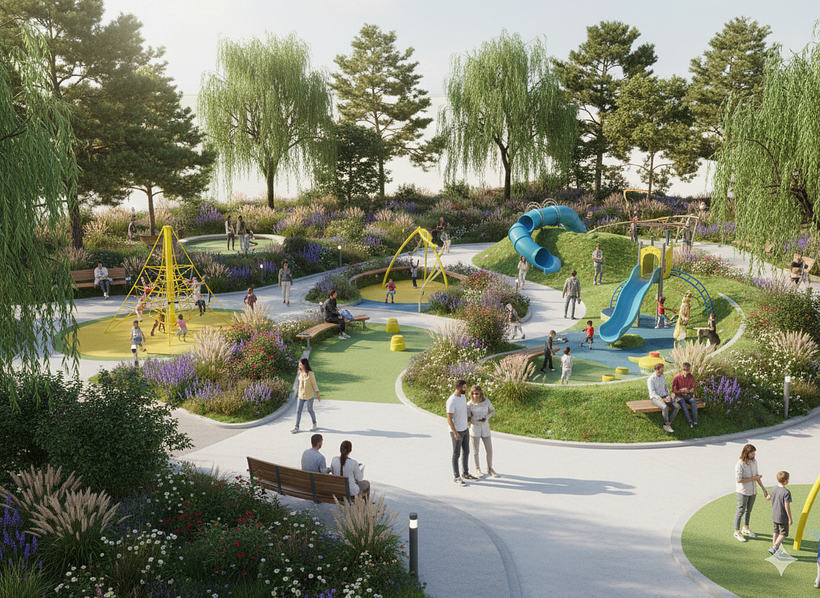 حديقة على أرض مائل. 1