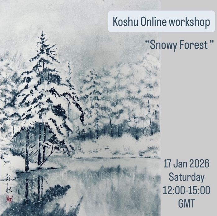 Online Sumi-e workshop "Snowy Forest" 1
