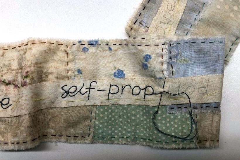 Slow Stitched Scroll - 'Butterflies Are Self Propelled Flowers' 2