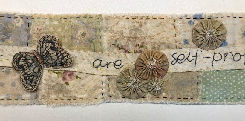 Slow Stitched Scroll - 'Butterflies Are Self Propelled Flowers' 2